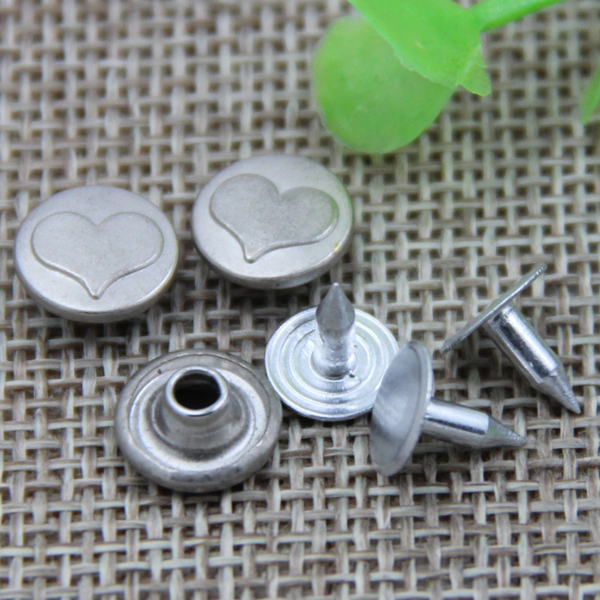 G164 Concave Peach Heart Custom Logo Button Rivets 9.5mm 1000pcs/bag