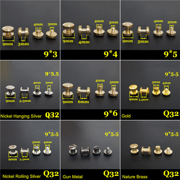 FF1045 Flat Head Chicago Screw Posts 10x4x5mm 100pcs/Bag