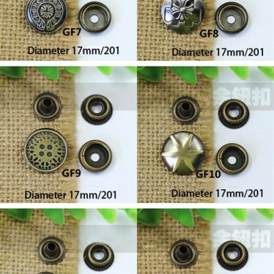 GF17201 201# Metal Snap Fastener/Decorative buckle/Leather buckle/Cowboy deduction/Purse buckle 17mm