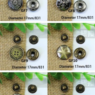 GF17831 831# Metal Snap Fastener/Decorative buckle/Leather buckle/Cowboy deduction/Purse buckle 17mm