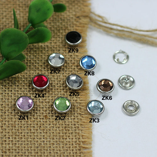 ZK Colored rhinestone Prong buckle Snap Fastener 10mm
