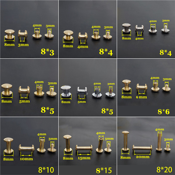 FD1048 Dome Head Chicago Screw Posts 10x4x8mm 100pcs/Bag
