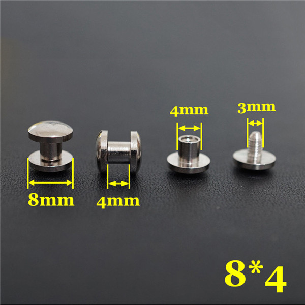 FD844 Dome Head Chicago Screw Posts 8x4x4mm 100pcs/Bag
