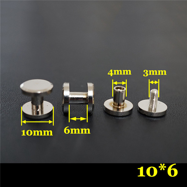 FF1046 Flat Head Chicago Screw Posts 10x4x6mm 100pcs/Bag