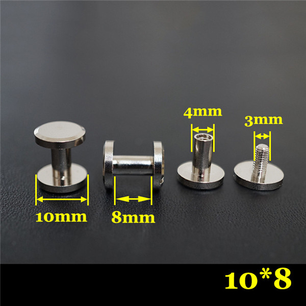 FF1048 Flat Head Chicago Screw Posts 10x4x8mm 100pcs/Bag
