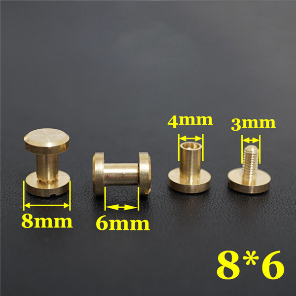 FF846 Flat Head Chicago Screw Posts 8x4x6mm 100pcs/Bag