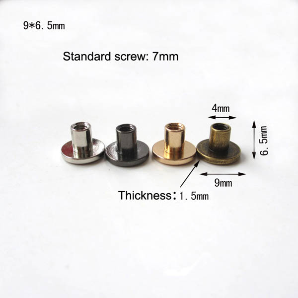 XL503 Chicago Screws-Binding Screws-Plane 9x6.5mm 100pcs/bag (Screw is iron)