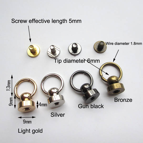 XL505 Monk Head Screws With Ring Belt Loop Rotating 9x6x9mm 100pcs/bag