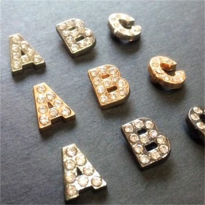 B004 Zinc Alloy Letter  Rivets with rhinestone 11mm in Height A to Z 26pcs/bag