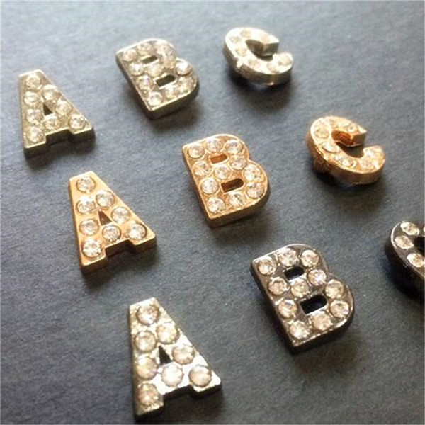 B004 Zinc Alloy Letter  Rivets with rhinestone 11mm in Height A to Z 26pcs/bag