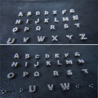 B004 Zinc Alloy Letter  Rivets with rhinestone 11mm in Height A to Z 26pcs/bag