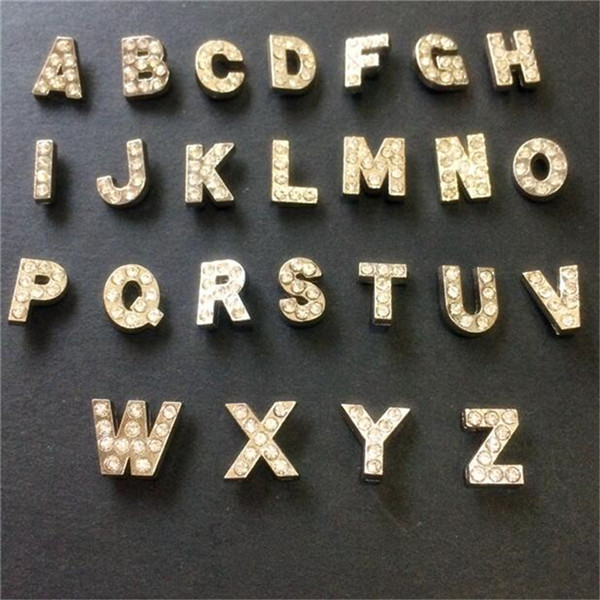 B004 Zinc Alloy Letter  Rivets with rhinestone 11mm in Height A to Z 26pcs/bag