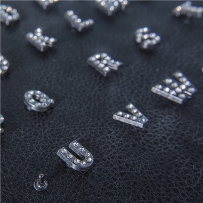 B004 Zinc Alloy Letter  Rivets with rhinestone 11mm in Height A to Z 26pcs/bag