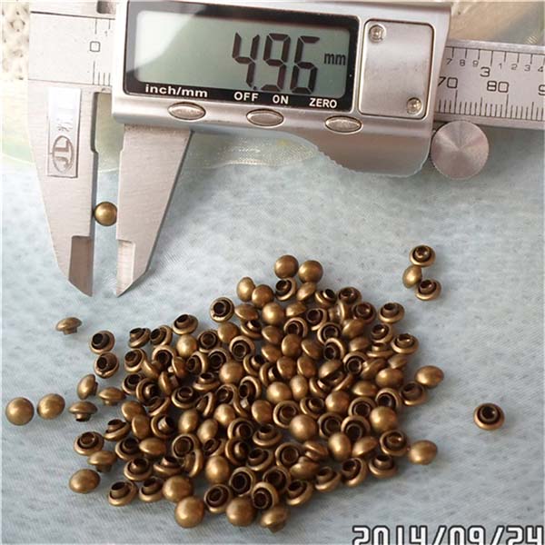 T011 Domed Rivets For Leather(iron/brass) 5x3mm 1000pcs/bag