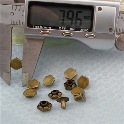 T062 Flat Rivets(iron/brass) 8mm 1000pcs/bag