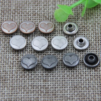 G164 Concave Peach Heart Custom Logo Button Rivets 9.5mm 1000pcs/bag