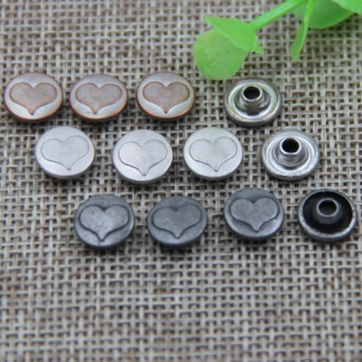 G164 Concave Peach Heart Custom Logo Button Rivets 9.5mm 1000pcs/bag