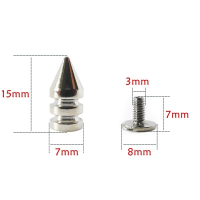 NO71 H012 Punk Bullet Spike Studs 7X15mm 100pcs/bag
