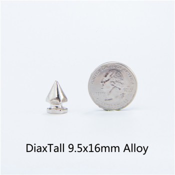 H048 DIY Alloy Hex Spikes 9x16mm 100pcs/bag