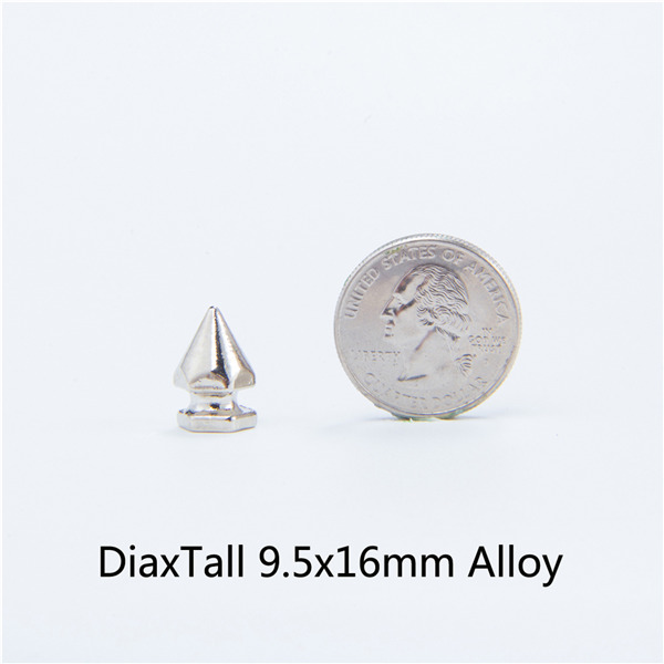 H048 DIY Alloy Hex Spikes 9x16mm 100pcs/bag