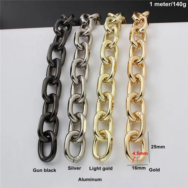 AL002    Auminum Chucky Chains For  Handbag Purse  Diy Shoulder Bag 4.5*16*25 mm; 10 Meters per Bag