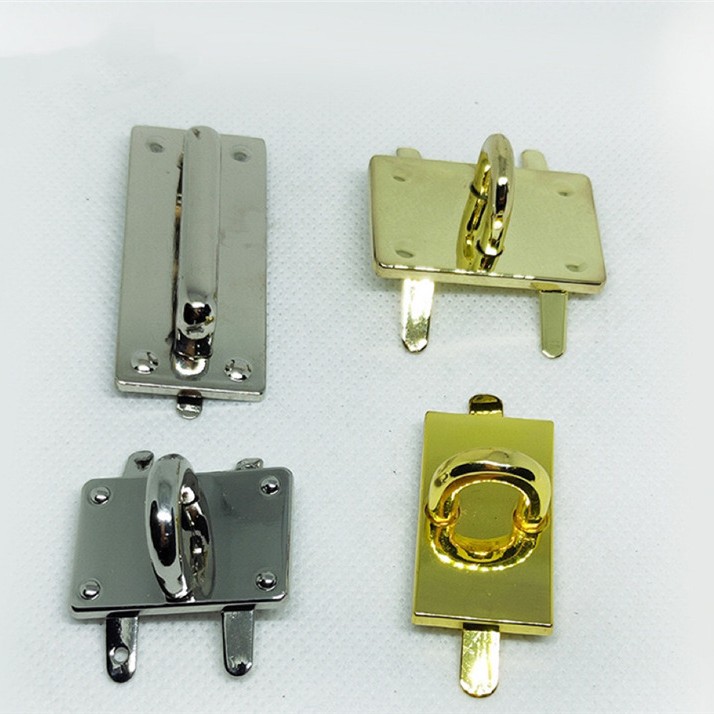 DR003  Alloy  D-ring Bag Connector  Buckles Arch Bridge With Square Metal Plate and Two Prong Back  100pcs/Bag  UK