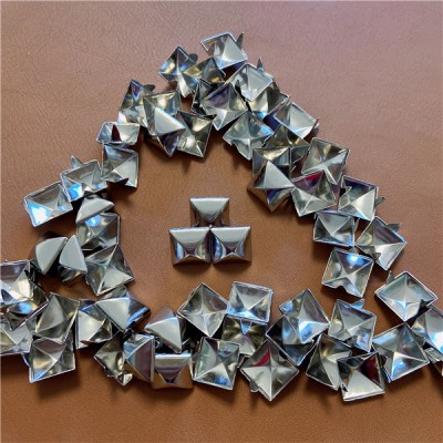 FK13  Pyramid Square 2 Prongs Studs 13mm Standard 1/2" Silver 100pcs/bag