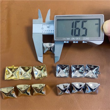 FK165  Pyramid Square Concave 2 Prongs Studs 16.5 mm  Rack Plating Color  100pcs/bag