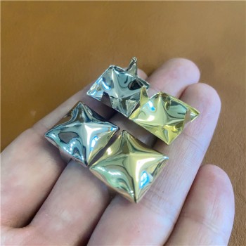 FK165  Pyramid Square Concave 2 Prongs Studs 16.5 mm  Rack Plating Color  100pcs/bag