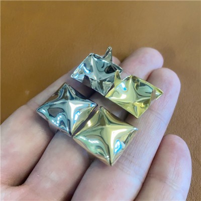FK165  Pyramid Square Concave 2 Prongs Studs 16.5 mm  Rack Plating Color  100pcs/bag