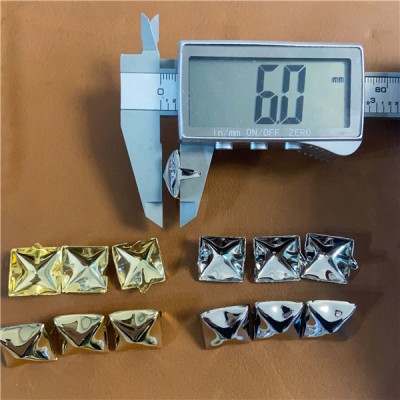 FK165  Pyramid Square Concave 2 Prongs Studs 16.5 mm  Rack Plating Color  100pcs/bag