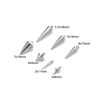 SP001  Stainless Steel Spikes Pendants Circular Cone Classic Rhombus Charms for DIY Punk Jewelry Making 7 Size In Stock 100 pcs  Per Bag