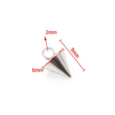 SP001  Stainless Steel Spikes Pendants Circular Cone Classic Rhombus Charms for DIY Punk Jewelry Making 7 Size In Stock 100 pcs  Per Bag