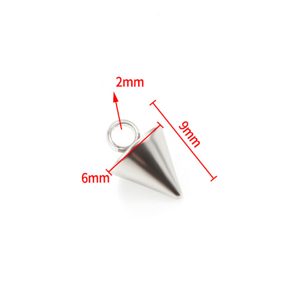 SP001  Stainless Steel Spikes Pendants Circular Cone Classic Rhombus Charms for DIY Punk Jewelry Making 7 Size In Stock 100 pcs  Per Bag