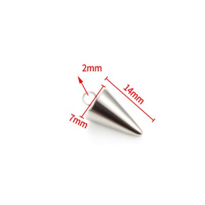 SP001  Stainless Steel Spikes Pendants Circular Cone Classic Rhombus Charms for DIY Punk Jewelry Making 7 Size In Stock 100 pcs  Per Bag