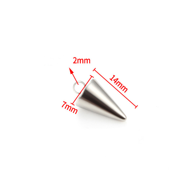 SP001  Stainless Steel Spikes Pendants Circular Cone Classic Rhombus Charms for DIY Punk Jewelry Making 7 Size In Stock 100 pcs  Per Bag
