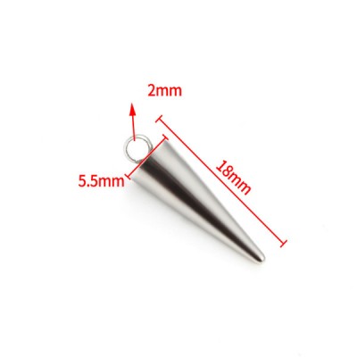 SP001  Stainless Steel Spikes Pendants Circular Cone Classic Rhombus Charms for DIY Punk Jewelry Making 7 Size In Stock 100 pcs  Per Bag
