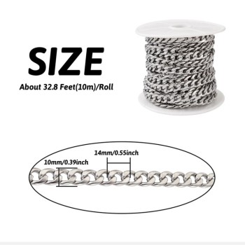 b040-10x14mm Stainless Steel Basic Link Chain Necklace Men Women  10 Meters per Bag UK ZA