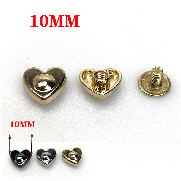 AH10 Heart Shaped Spikes  With Round Point And Screw Back 10mm 100pcs/bag