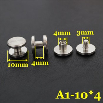 FR405 Stainless Steel Flat Head Chicago Screws For Leather 10x4x4mm 100pcs/bag