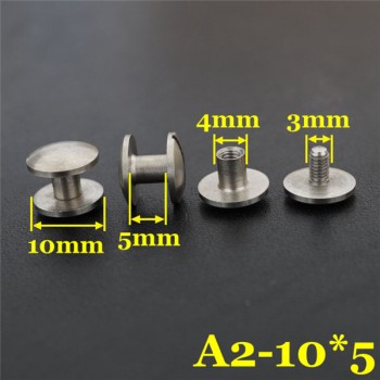 FR409 Stainless Steel Dome Head Threaded Post With Screw 10x4x5mm 100pcs/bag