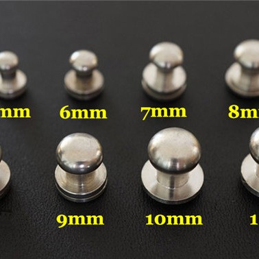 FR503 Stainless Steel Sam Browne Stud Round Head Button Screw Post 10x9x9.5mm 100pcs/bag