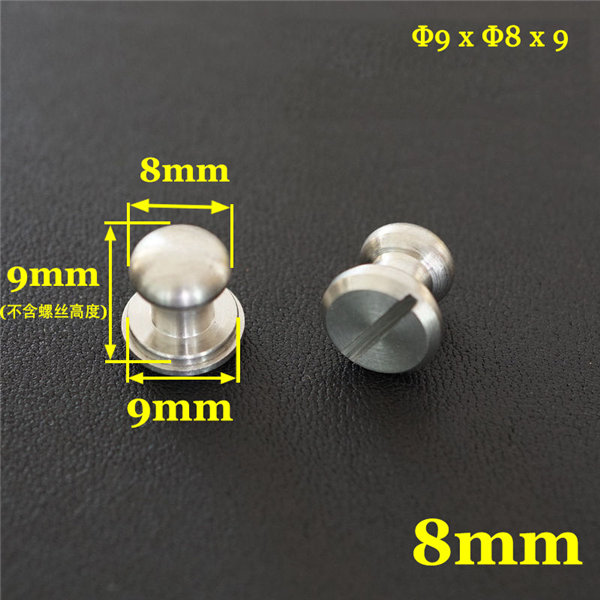 FR505 Stainless Steel Sam Browne Stud Round Head Button Screw Post 9x8x9mm 100pcs/bag