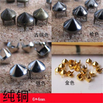 A034 Cone Studs And Spikes( iron/brass) 6.5x4mm 1000pcs/bag