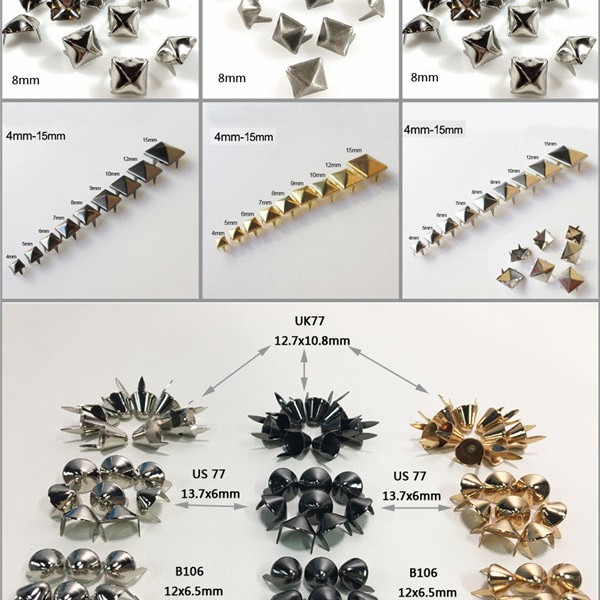 A1377 US77 Cone Studs(iron/brass) 13.7x6mm 100pcs/bag