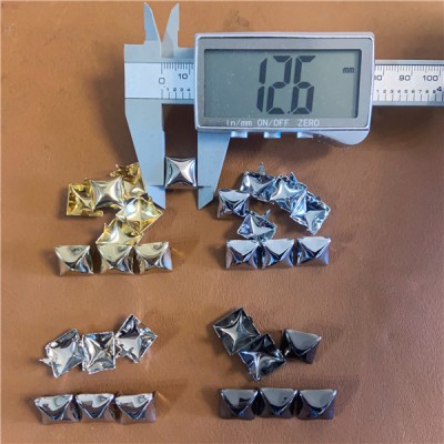 FK126  Pyramid Square Concave 2 Prongs Studs 12.6mm   Rack Plating Color  100pcs/bag