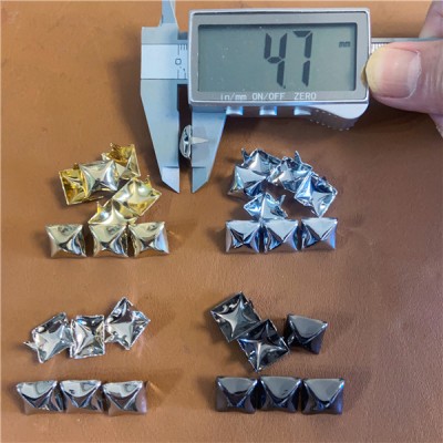 FK126  Pyramid Square Concave 2 Prongs Studs 12.6mm   Rack Plating Color  100pcs/bag