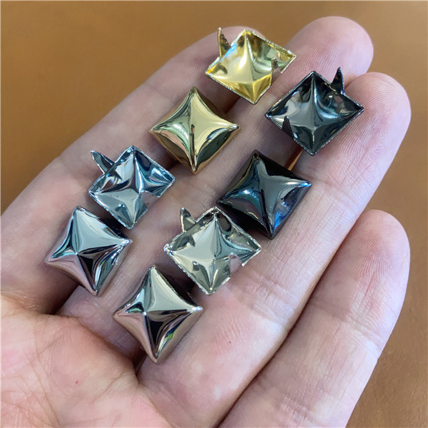 FK126  Pyramid Square Concave 2 Prongs Studs 12.6mm   Rack Plating Color  100pcs/bag