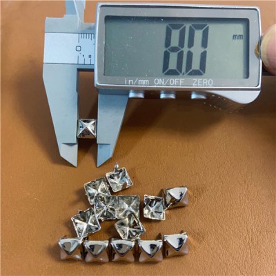 FK8  Pyramid Square Concave 2 Prongs Studs 8 mm  Rack Plating Color 100pcs/bag