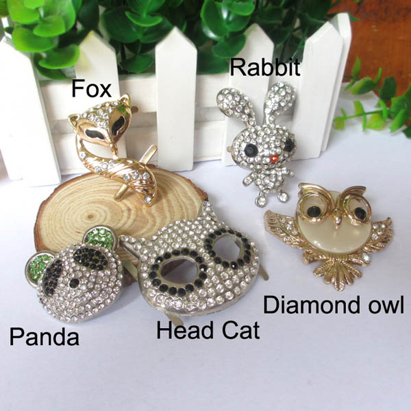 XL101 The new animal buckles,DIY bag accessories,Diamond owl,Panda,Fox,Rivets metal buckles MOQ 10pcs